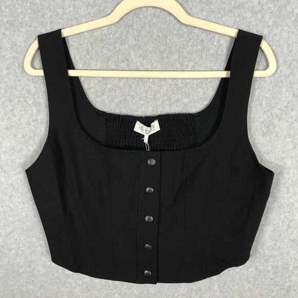 Where Are You From Tops - WAYF Where Are You From Top Womens Large Black Crop Tank Bustier Festival Goth